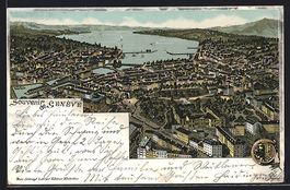 Litho Geneve, Panoramablick auf die Stad