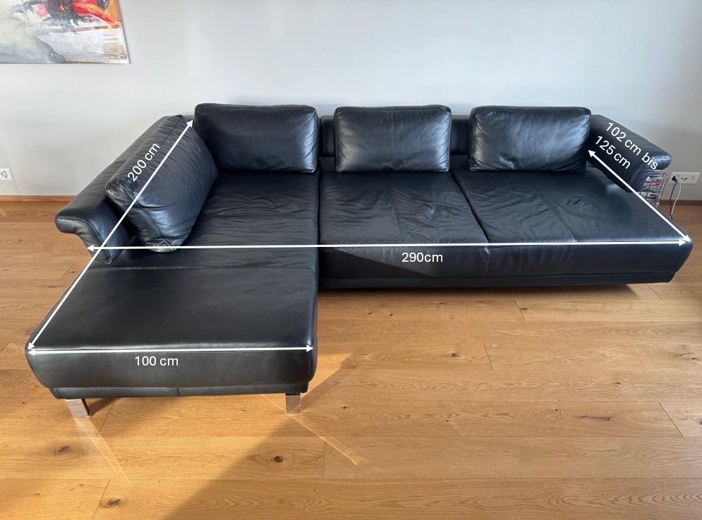 Sofas: Ecksofa Leder schwarz – Gebraucht aus Grenchen von Levv