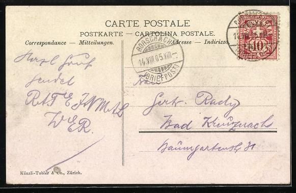 Cartoline postali: AK Rorschach, Quai, Panorama, 1905 – Usato da Berlin venduto da bartko-reher 1
