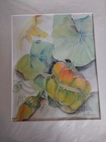 Kürbis Aquarell, Herbstdeko, gerahmt, Originalbild 🎃 (54)