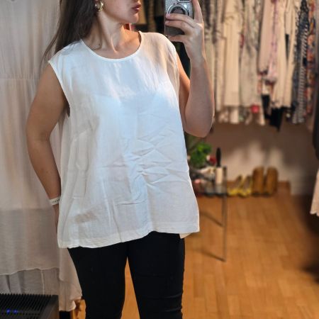 Weiße Leinenbluse Gr. 48 Neuwertig