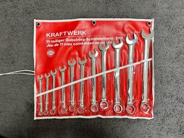 Jeu de 11 clés combinées en pouce + trousse Kraftwerk