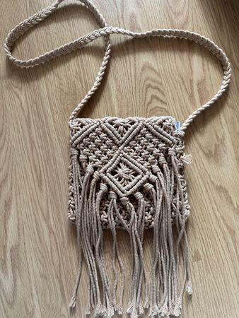 Makramee Baumwoll Tasche braun, Boho Look