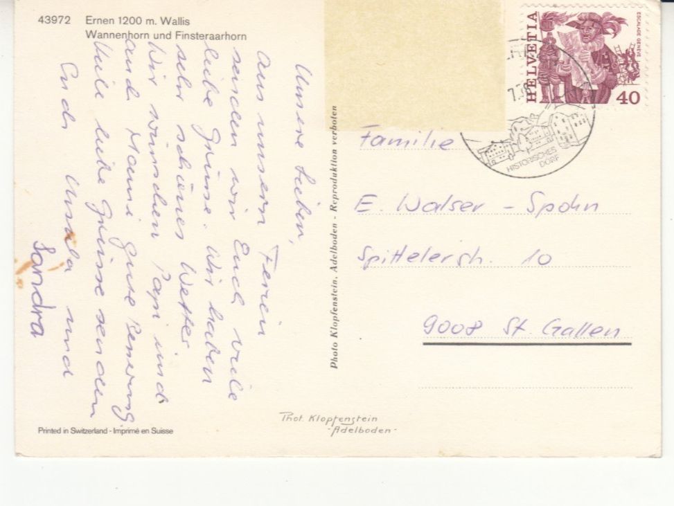 Ansichtskarten: Ernen 1978 – Gebraucht aus Bürglen TG von StampGraf 1
