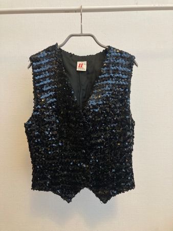 Vintage Lucie Linden Gilet Pailletten schwarz 80er Gr. 36
