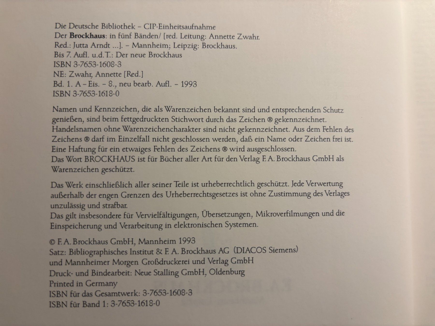 Libri: Brockhaus in 5 Bänden - 1993 – Usato da Hünibach venduto da Produktform 3