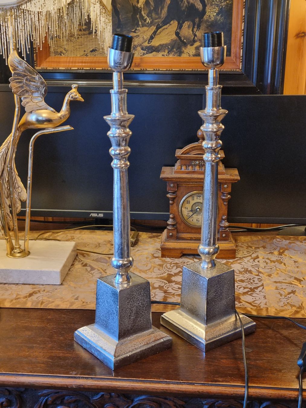 Lampade: 2x Colmore Design-Tischlampen Modern Classic silber – Usato da Scharnachtal venduto da devin03 1
