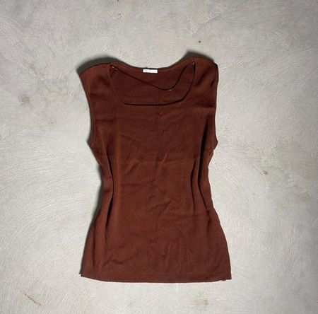 Top côtelé marron tendance