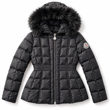 Moncler Down Jacket with Fur Hood, Black, Like New