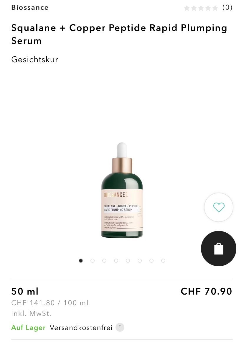 Gesichtspflege: BIOSSANCE SQUALANE & COPPER PEPTIDE PLUMPING SERUM,LP CHF70. – Neu und originalverpackt aus Zürich von deruja 5