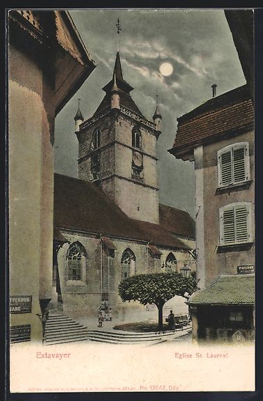 Cartoline postali: AK Estavayer, Eglise St. Laurent – Usato da Berlin venduto da bartko-reher