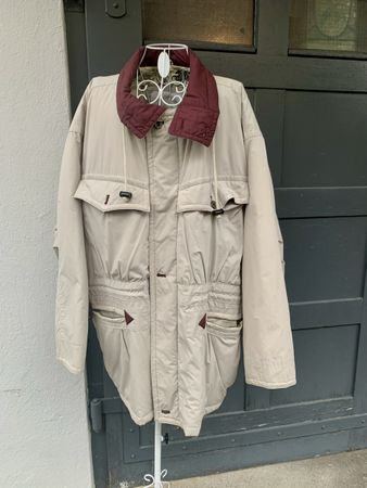 Übergansjacke, beige/weinrot,