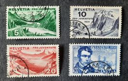 1-17-4 Timbres Helvetia oblitérés. Pro Juventute série 1931