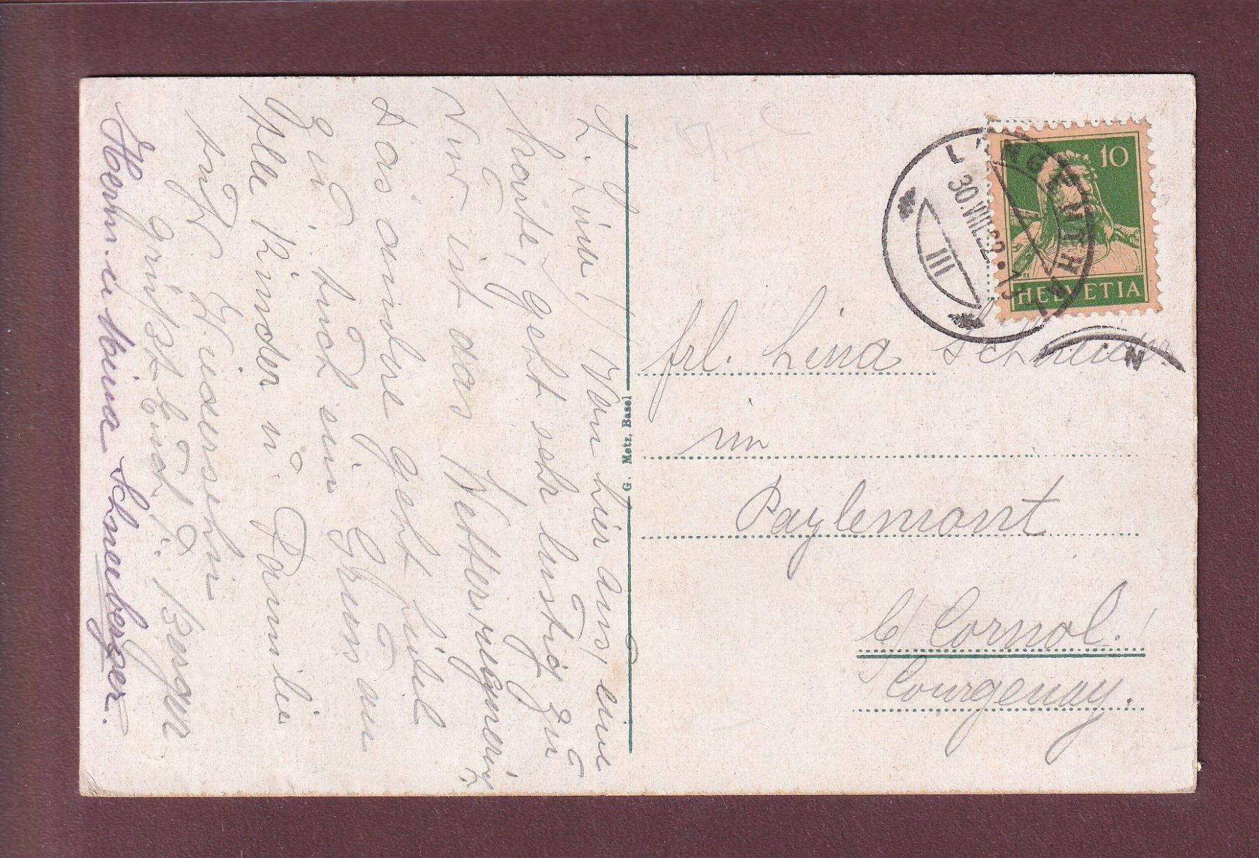 Ansichtskarten: BASEL - Zoolog. Garten - Löwen - 1922 – Gebraucht aus Pully von nicecards 1