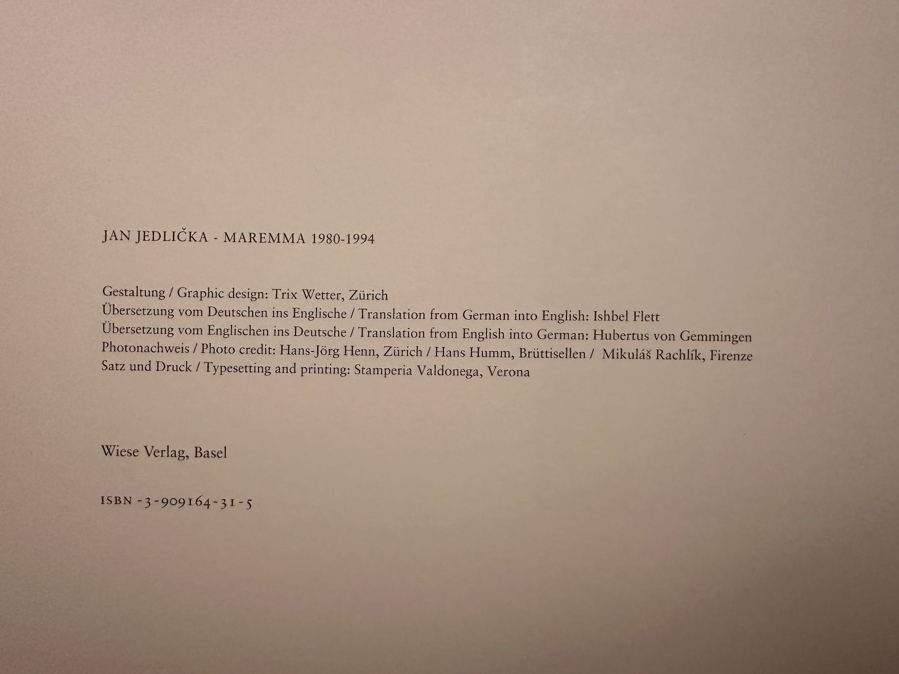 Libri: Jan Jedlicka: Maremma 1980–1994 d/e – Usato da Zürich venduto da allp 7