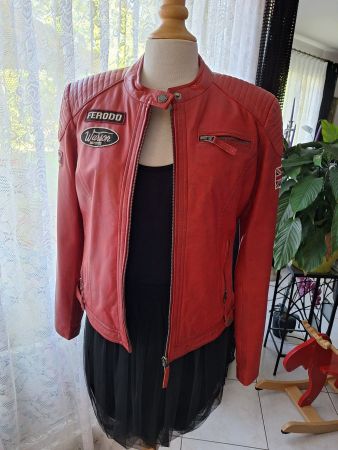 Veste en cuir rouge WARSON , Taille L