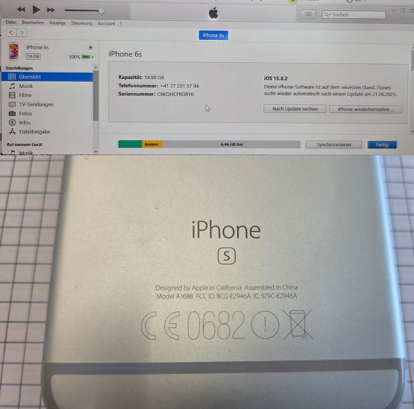 Apple Telefoni cellulari / Smartphones: Apple Iphone 6s / A1688 / 16 GB / iOS 15.8.2 / #173 – Usato da Adlikon b.Regensdf venduto da ChriZ86 1