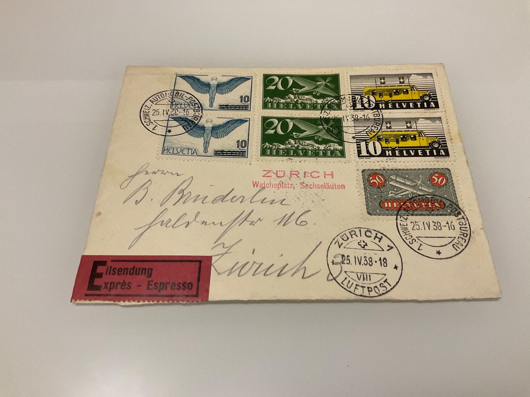 Tutti i francobolli: 1938 AMP mit Buntfrankatur, Expressbeleg, Eilsendung – Usato da Rickenbach Sulz venduto da ser_cv7t