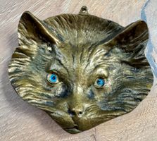 Schale Messing / Bronze (?) Katze Aschenbecher Ringschale