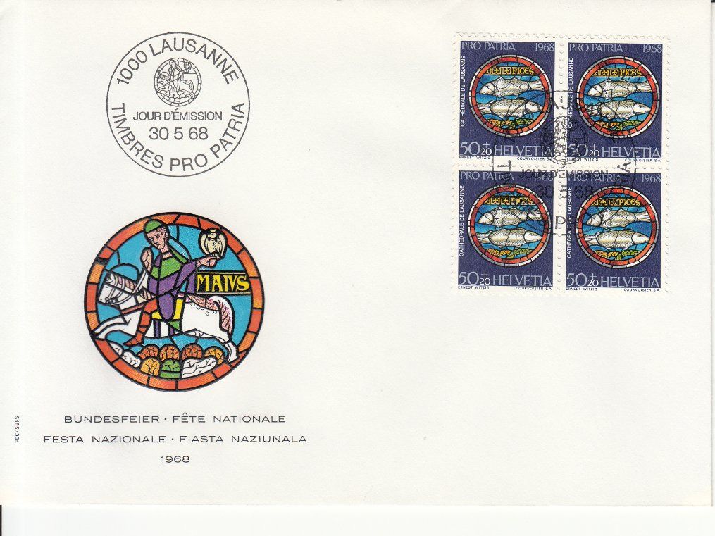 Tutti i francobolli: SBK B138 - B141 im 4er-Block FDC – Usato da Bürglen TG venduto da StampGraf 4