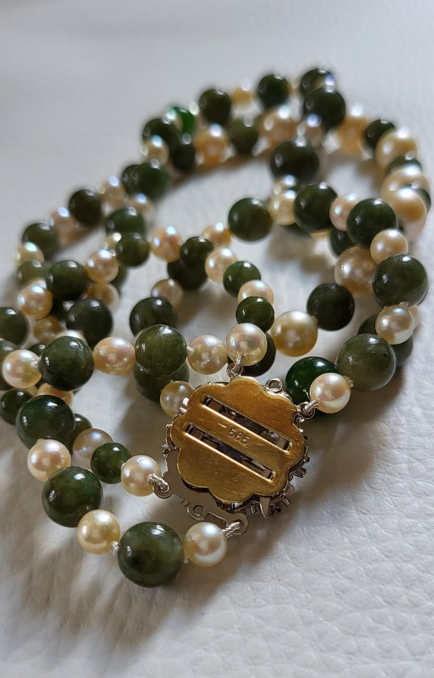 Catenine: 585 Weiss Gold Perlen und Stein Collier – Usato da Wald ZH venduto da Dasilver 9