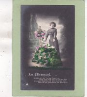 Kitsch Frau Blumen Am Elterngrab 1924