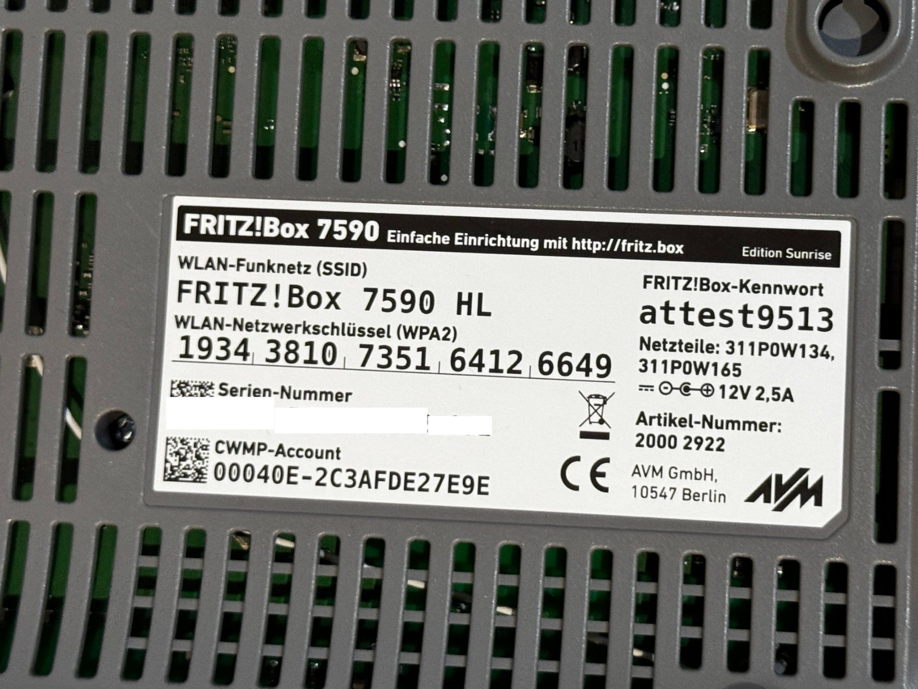 Fritz Modem & Router: Fritz!Box 7590 Edition A/CH – Usato da Flawil venduto da lightstorm77 2