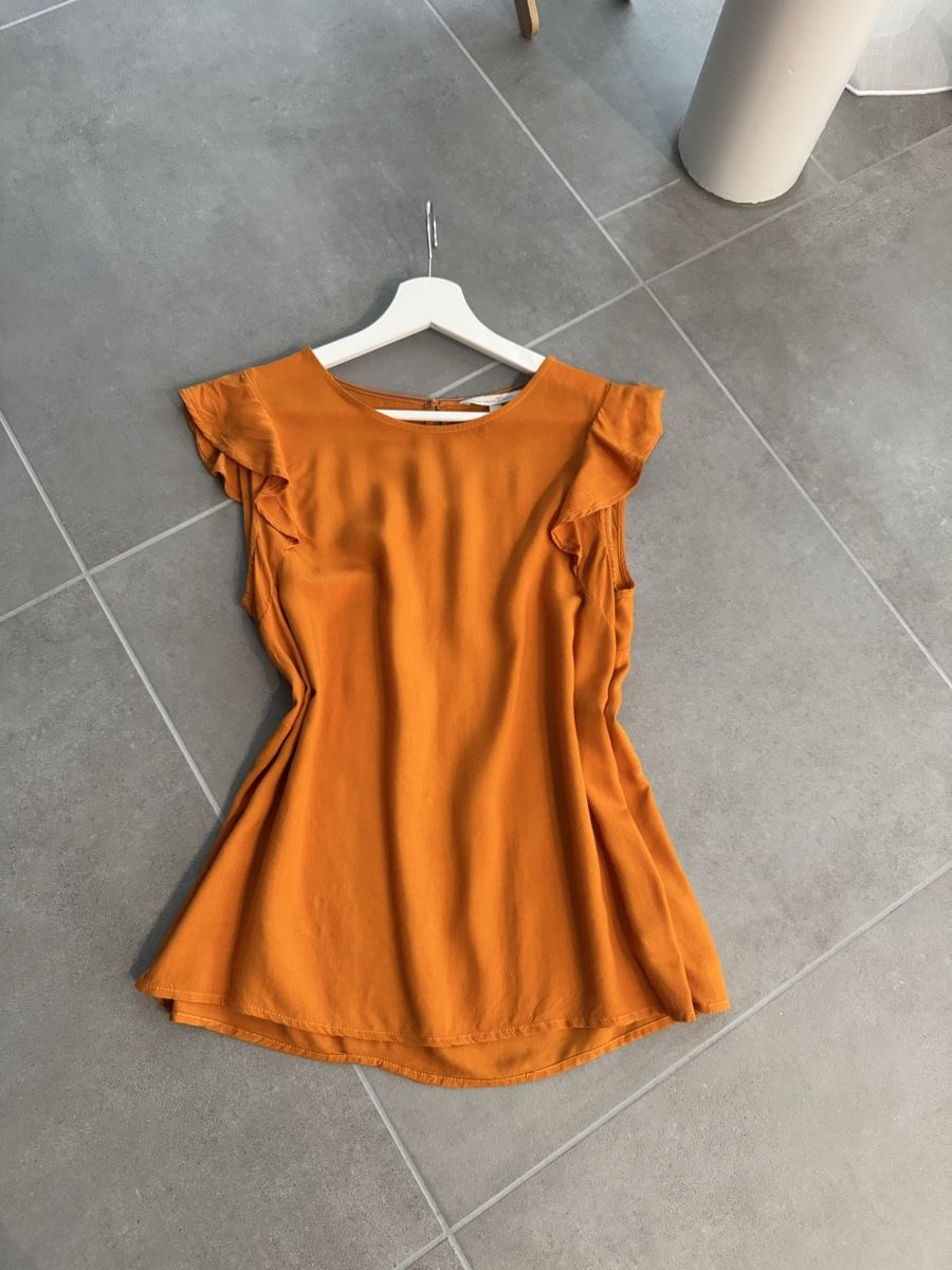 Tom Tailor Camicette: Tom Tailor Bluse in Orange mit Volants, Gr. S – Usato da Frick venduto da Cirilla