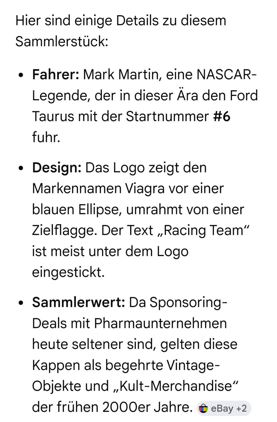 Copricapi, berretti & cappellini: Nascar Baseballcap – Nuovo (secondo la descrizione) da huenenberg venduto da Suizofelize 9