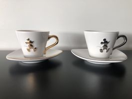 2x Tassen mit Untertassen Mickey Mouse