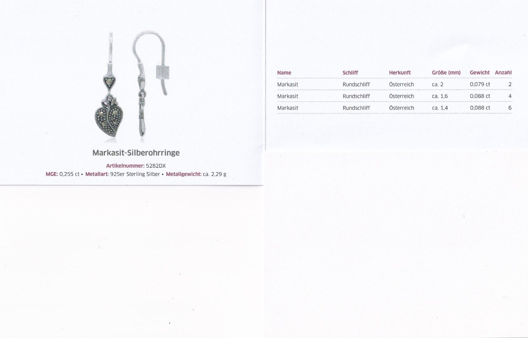 Orecchini pendenti & Orecchini a lobo: Echtschmuck: Markasit-Silberohrhänger – Nuovo (secondo la descrizione) da Zuchwil venduto da maumauchi 1