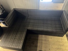 Ecksofa Polyrattan dunkelgrau L-Form abzugeben
