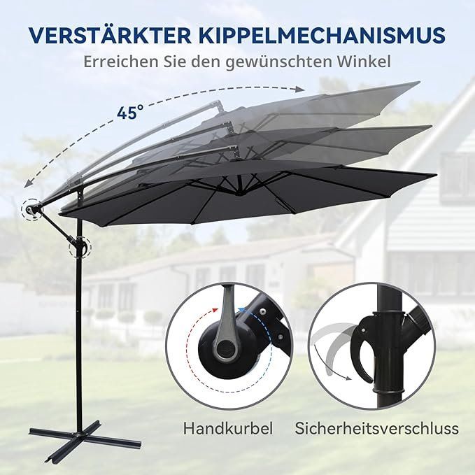 Sonnenschirme: Ampelschirm 300 cm mit Ständer UV-Schutz Wind – Neu und originalverpackt aus Dietikon von Abverkauf10 5