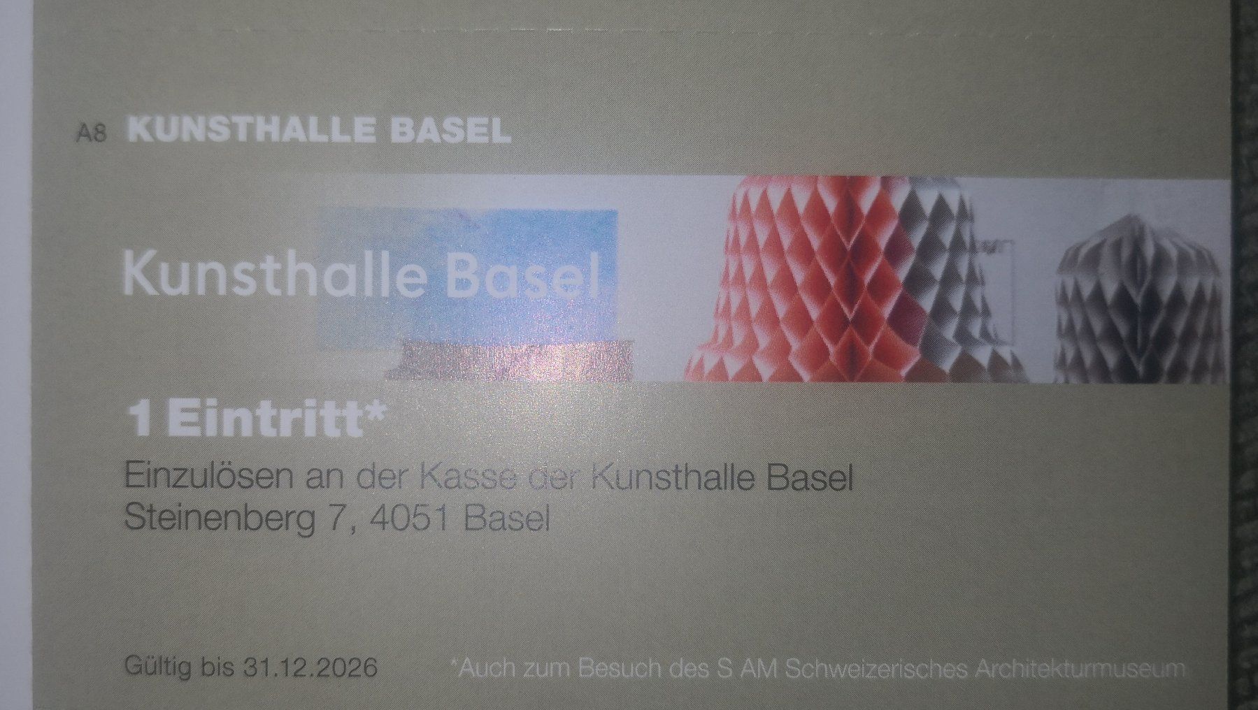 Gutscheine: Gutschein Kunsthalle Basel – Gebraucht aus Basel von zimtstern16
