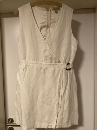 H&M Damen Wickelkleid Leinenmix ungetragen Gr. 42