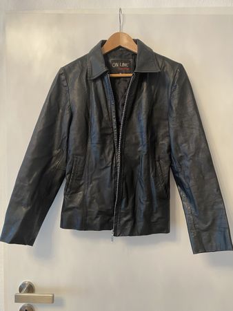 Black Leather Jacket "ON LINE" - Good Condition