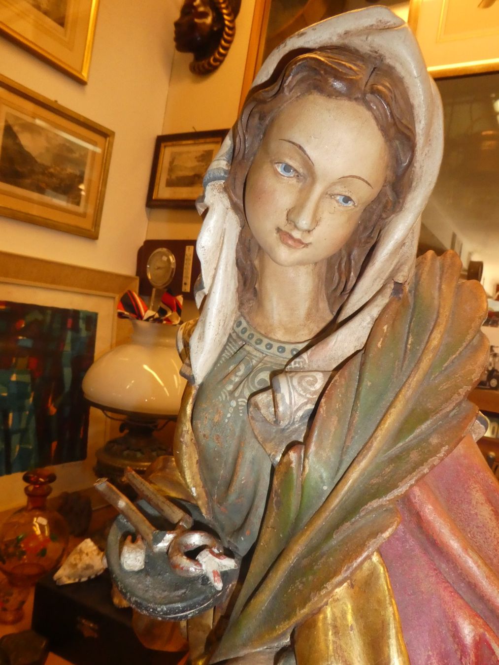 Statuette: Geschnitzte Apollonia Schutzheilige der Zahnärzte – Usato da Chur venduto da Diversico2010 1