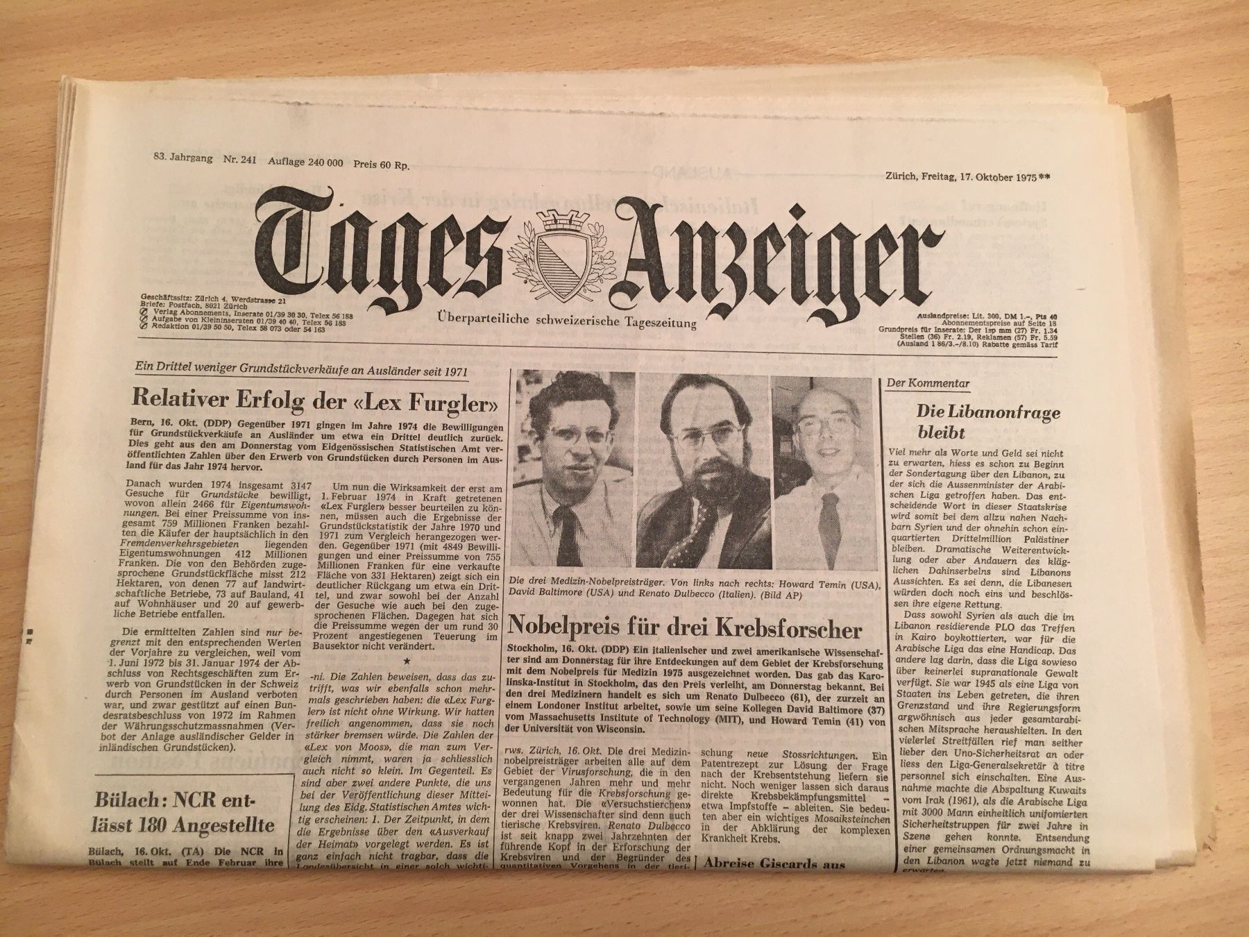 Riviste & Magazine: Tagesanzeiger vom 17. Oktober 1975 – Usato da Luzern venduto da Jiggy_8898