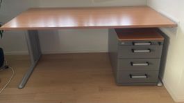 Büro Schreibtisch mit Korpus und Ordnerregal, Top Zustand!
