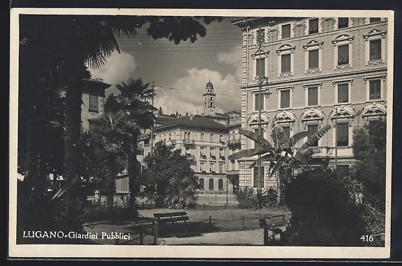 Cartes postales: AK Lugano, Giardini Pubblici, 1924 – D'occasion à Berlin par bartko-reher
