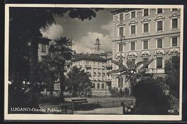 AK Lugano, Giardini Pubblici, 1924