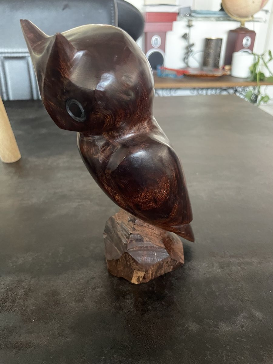 Skulpturen & Statuen: Ancienne Sculpture Chouette Bois Massif – Gebraucht aus Vallamand von Bricbracbroc82 2