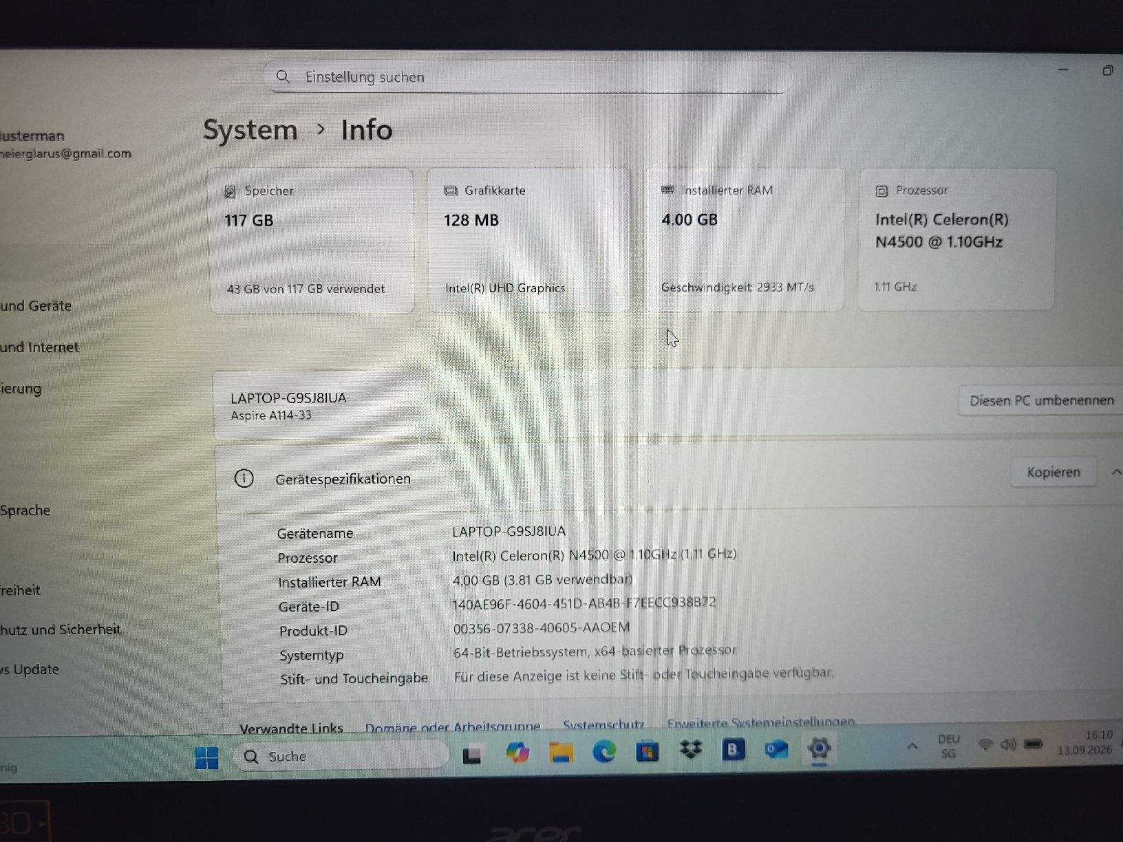 Acer Notebook: Acer Aspire 1 A114-33 – Usato da Netstal venduto da Florianml 8