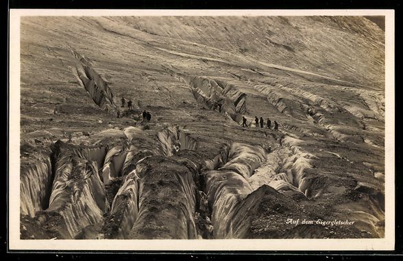 Cartoline postali: Eigergletscher, Ansicht mit Bergsteigern – Usato da Berlin venduto da bartko-reher