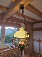 Antike Öllampe Hängelampe Jugendstil, elektrisiert 
