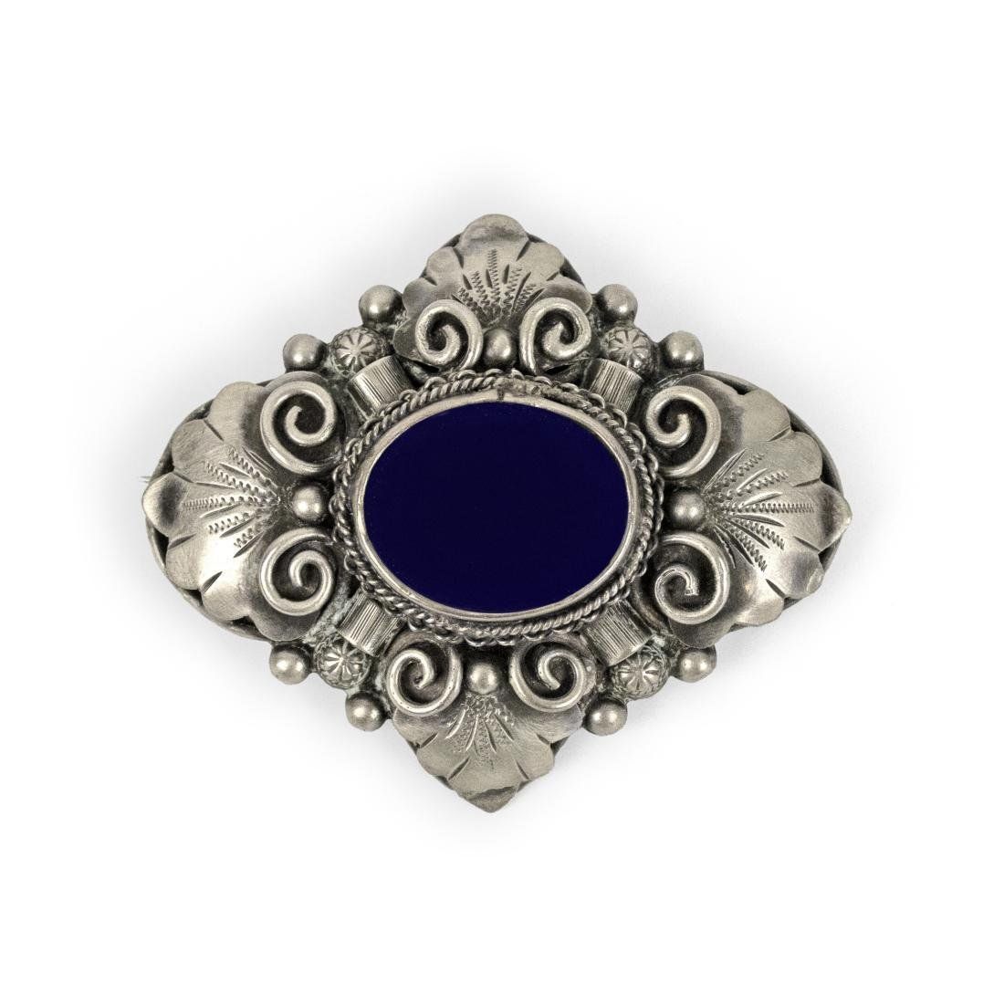 Spille & Fermagli: Antike Silber Brosche 800 mit Onyx – Usato da Lugano venduto da Historianlugano