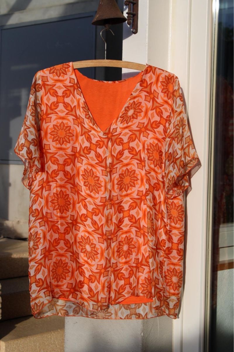 Tuniche: Sommerbluse, Seide, Viscose, orange – Usato da Unterkulm venduto da Chipsi0709