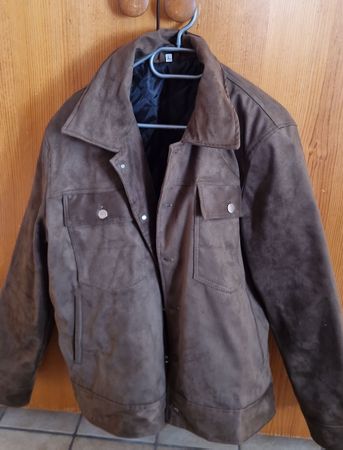 Veste en daim marron vert taille L - Parfait pour l'automne!