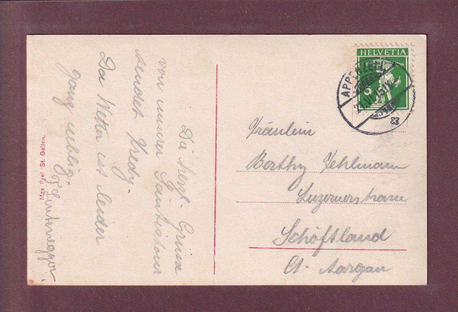 Cartoline postali: SÄNTIS v. Gyrenspitze - 1915 – Usato da Pully venduto da nicecards 1