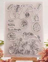 Silikonstempel Nr. 952, Ostern, Hasen, Eier, Blumen